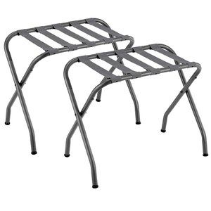 Luggage Rack Stand Suitcase Rack Folding Metal Gray Nylon Belt Rubber Feet
